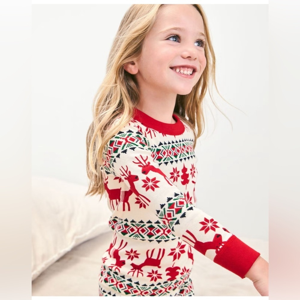 Hanna Andersson Reindeer Holiday Pajamas Organic Cotton Nordic Cozy Chic Set 5T